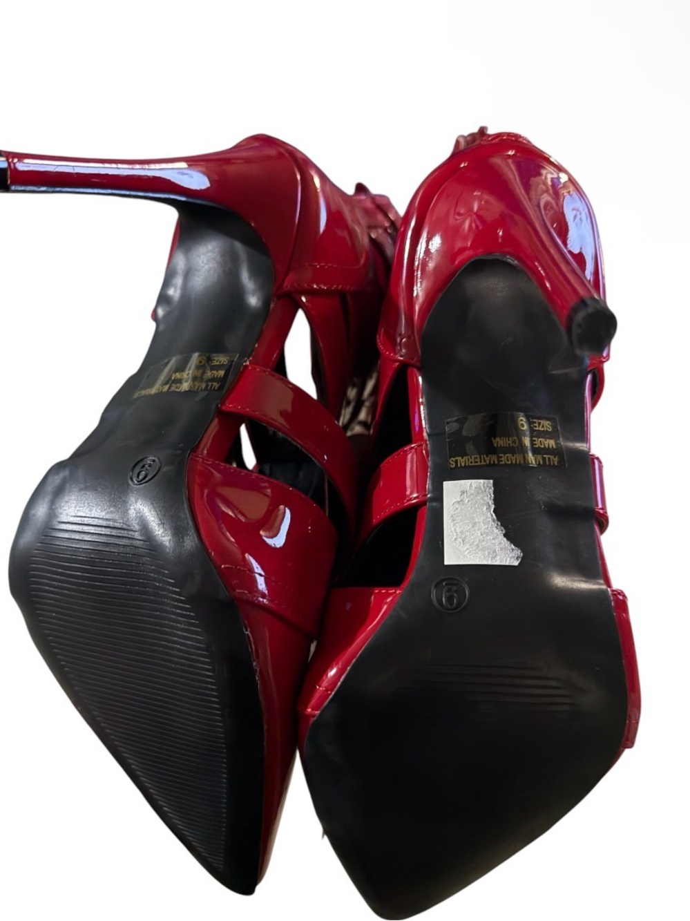 Red Patent Lace-Up Pointed-Toe Women's Boots - Picture 6 of 6